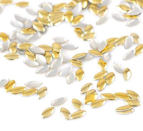 100PCs Gold Plated Oval Metallic Nail Art Decoration Studs