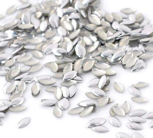 100PCs Aluminum Tone Oval Metallic Nail Art Decoration Studs