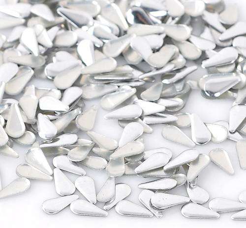 100PCS 6MM ALUMINIUM TONE TEARDROP METAL STUDS FOR NAIL ART & CRAFTS