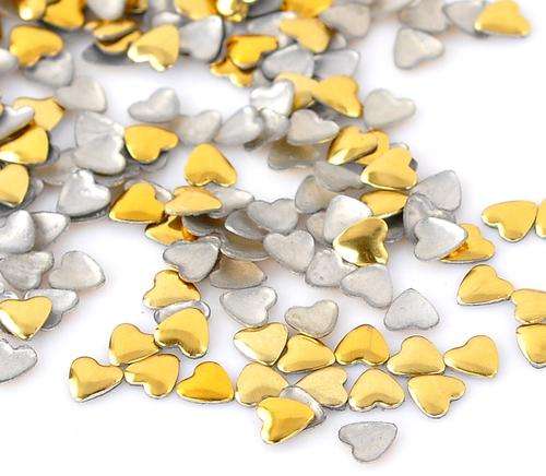 100PCS 4MM GOLD PLATED HEART METAL STUDS FOR NAIL ART & CRAFTS