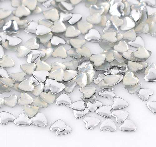 100PCS ALUMINUM TONE 4MM HEART STUDS FOR NAIL ART & CRAFTS