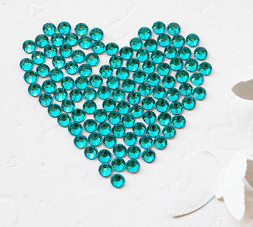 NAIL ART 2 mm ROUND RHINESTONES - AQUA