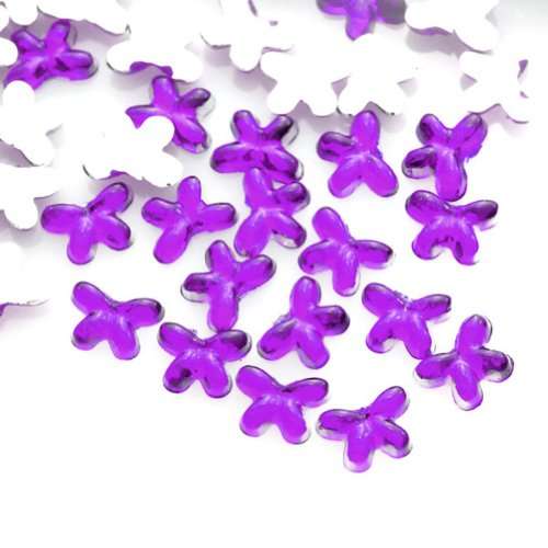 100 PCS 2 * 3 MM BUTTERFLY ACRYLIC RHINESTONES NAIL ART & CRAFTS FLAT BACK - PURPLE