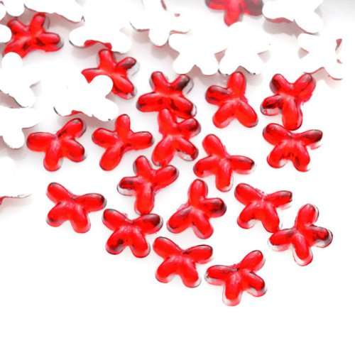 100 PCS 2 * 3 MM BUTTERFLY ACRYLIC RHINESTONES NAIL ART & CRAFTS FLAT BACK - RED