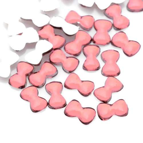100PCS 2MM BOW RHINESTONES FOR NAIL ART & CRAFTS - LIGHT PINK