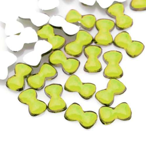 100PCS 2MM BOW RHINESTONES FOR NAIL ART & CRAFTS - OLIVE GREEN