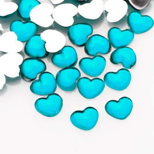 100PCS 2.5 * 2MM HEART RHINESTONES FOR NAIL ART & CRAFTS - AQUA BLUE