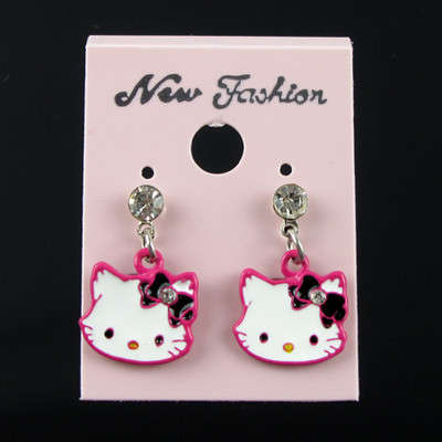 HELLO KITTY EARRINGS - PINK & WHITE