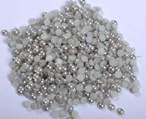 100 X 2 MM HALF-ROUND FLAT BACK ACRYLIC PEARLS FOR NAIL ART & CRAFTS - GREY