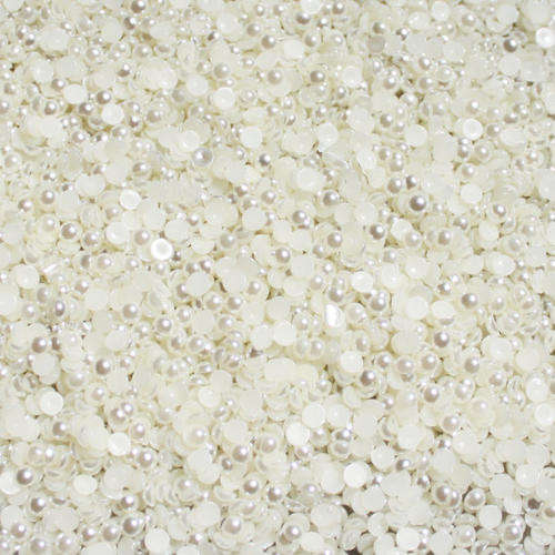 100 X 2MM HALF-ROUND FLAT BACK PEARLS FOR NAIL ART & CRAFTS - PEARL