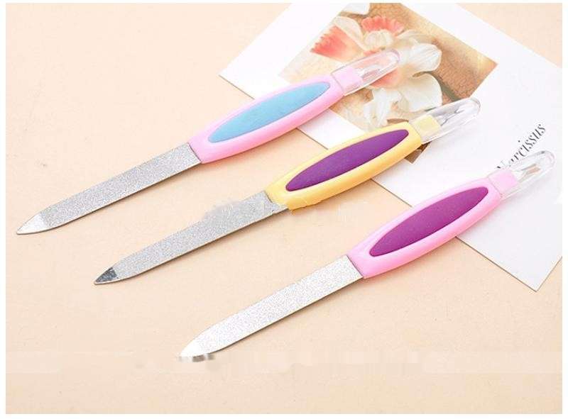2 WAY NAIL FILE & CUTICLE REMOVER (PINK & BLUE)
