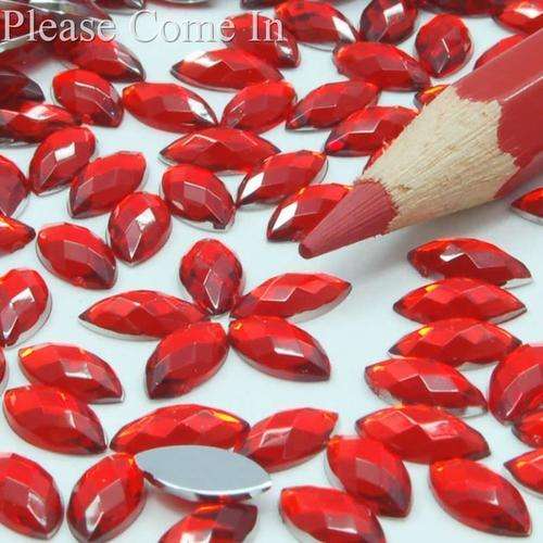 100PCS 2MM ELLIPSE RHINESTONES FOR NAIL ART & CRAFTS - RED