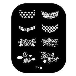 NAIL ART STAINLESS STEEL STAMPING PLATE KONAD TEMPLATE (F10)