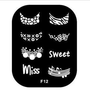 NAIL ART STAINLESS STEEL STAMPING PLATE KONAD TEMPLATE (F12)