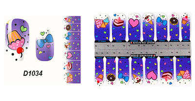 NAIL ART - FULL COVER WRAP (HEARTS & CAKES)