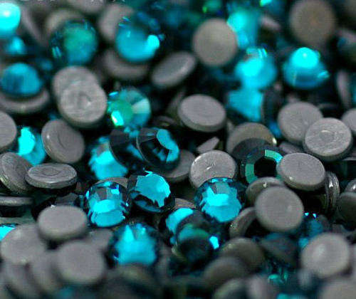 1 X GROSS (144 PCS) SS6 (2MM) IRON ON HOT FIX (HOTFIX)  FLATBACK RHINESTONE  - DARK AQUA