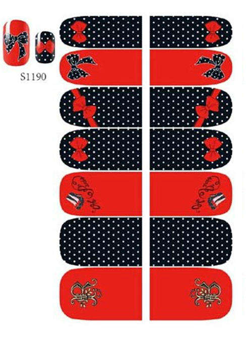 NAIL ART - FULL COVER WRAP (POLKA DOTS & BOWS)