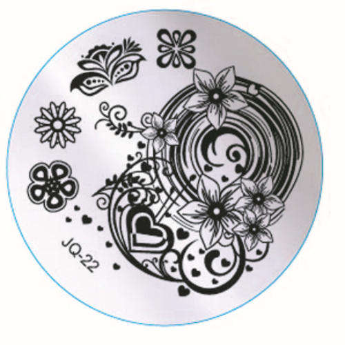 NAIL ART IMAGE STAMPING PLATE (JQ SERIES) - FLORAL HEARTS