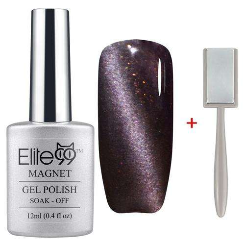 Elite99 12ml 3D Cat Eye Magnetic Soak Off UV/LED Gel Polish & Magnet Tool ( Shimmer Black Current)