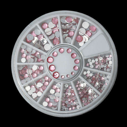 Nail Art Wheel - Round Pink Mixed Sizes