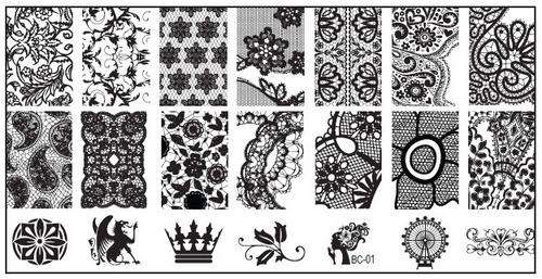 NAIL ART IMAGE STAMPING PLATE LACE STYLE BC01