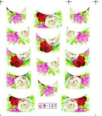 NAIL ART - WATER TRANSFER - TIPS - FLOWERS
