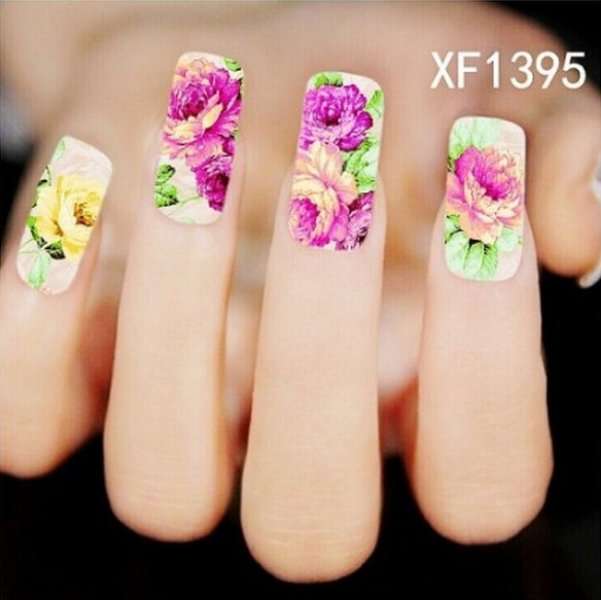 NAIL ART - WATER TRANSFER - FLOWERS