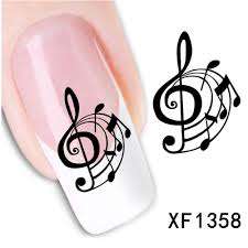 NAIL ART - WATER TRANSFER - MUSIC