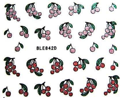 NAIL ART - GLITTER - STICKER - CHERRY