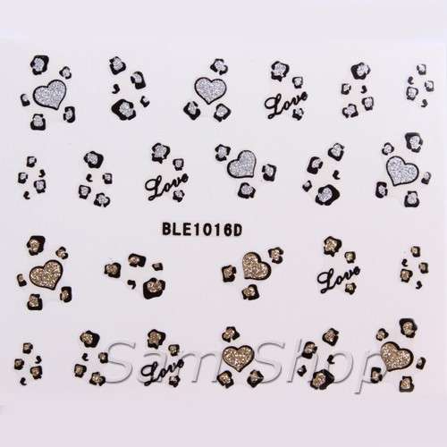 NAIL ART - GLITTER - STICKER - LOVE