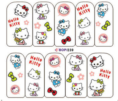 NAIL ART - WATER TRANSFER - HELLO KITTY