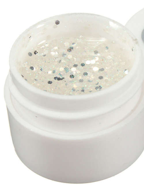 UV GEL - BIG GLITTER - CLEAR WITH SILVER