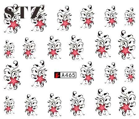 WATER TRANSFER NAIL ART DECAL - FLOWER/TWIRLS & SWIRLS