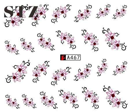 WATER TRANSFER NAIL ART DECAL - FLOWER/TWIRLS & SWIRLS