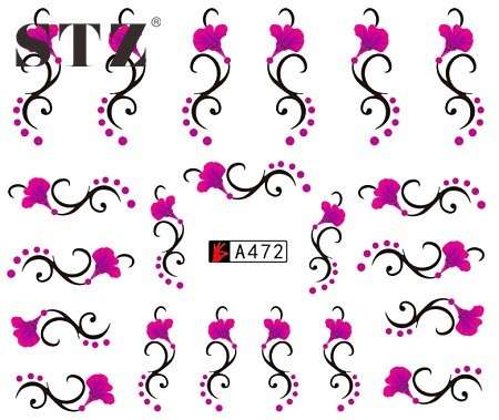 WATER TRANSFER NAIL ART DECAL - FLOWER/TWIRLS & SWIRLS