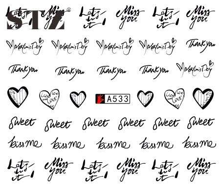WATER TRANSFER NAIL ART DECAL - WORDS