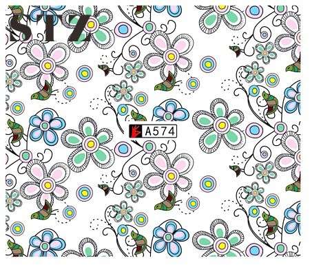 WATER TRANSFER NAIL ART DECAL - FLOWER/BIRD
