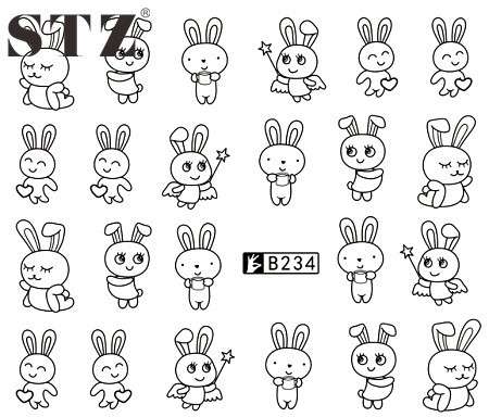 2 X WATER TRANSFER NAIL ART DECALS  - BLACK & WHITE SET