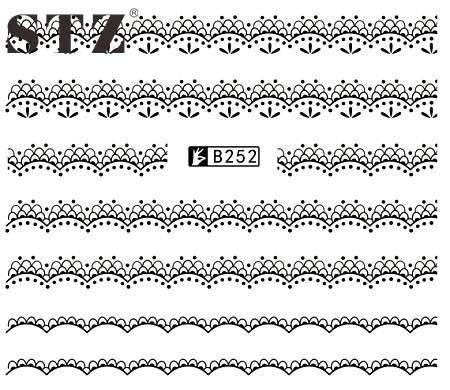 2 X WATER TRANSFER NAIL ART DECALS  - BLACK & WHITE SET