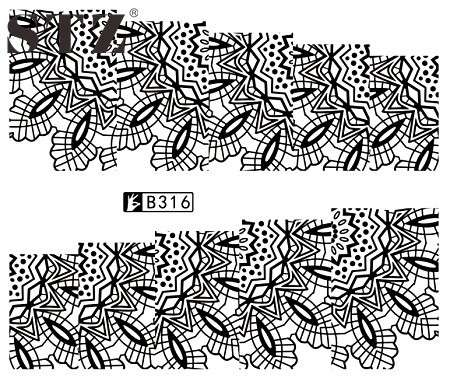 2 X WATER TRANSFER NAIL ART DECALS  - BLACK & WHITE SET