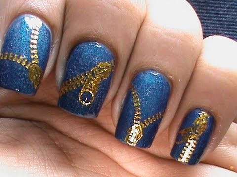 WATER TRANSFER NAIL ART DECAL - GOLD ZIP