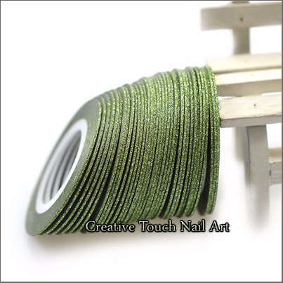 1 ROLL OF 1mm STRIPING TAPE FOR NAIL ART - GLITTER  GREEN
