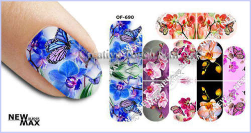 MAX SLIDERS - NAIL ART WATER SLIDER - FLOWERS & BUTTERFLY