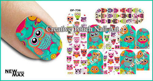 MAX SLIDERS - NAIL ART WATER SLIDER - OWLS