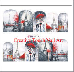 WATER TRANSFER NAIL ART DECAL - RED & GRAY