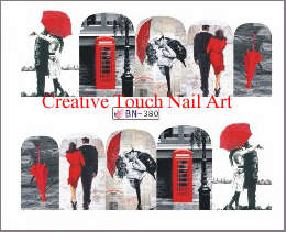WATER TRANSFER NAIL ART DECAL - RED & GRAY