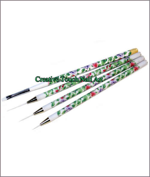NAIL ART BRUSH SET 4 PCS - FLOWER PATTERN  ***SALE***