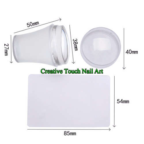 NAIL ART LARGE MATTE FINISH STAMPER AND SCRAPER WITH CAP (CLEAR) 4 cm HEAD