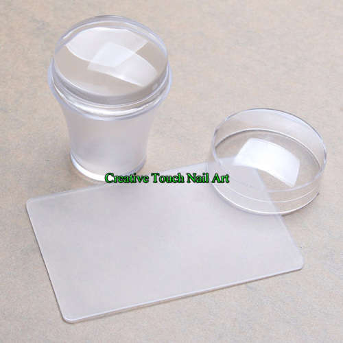 NAIL ART LARGE MATTE FINISH STAMPER AND SCRAPER WITH CAP (CLEAR) 4 cm HEAD