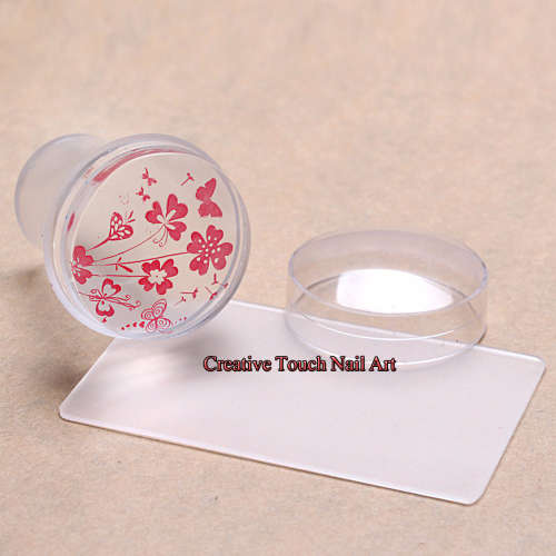 NAIL ART LARGE MATTE FINISH STAMPER AND SCRAPER WITH CAP (CLEAR) 4 cm HEAD